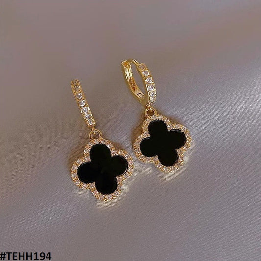 Clover Flower Ear Hoops Pair